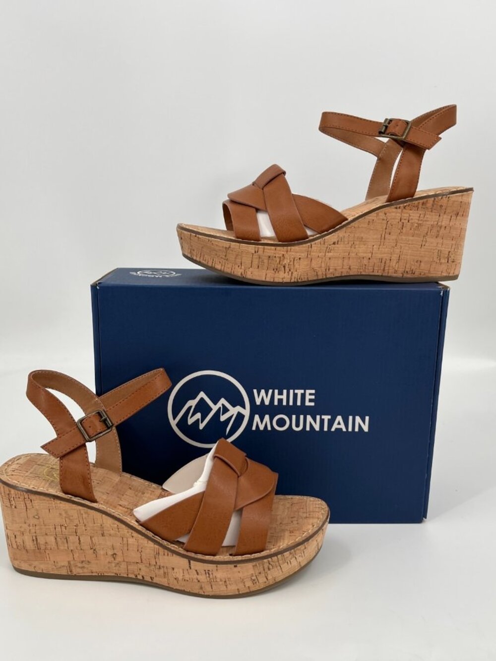 White Mountain Women's Simple Platform Wedge Sandals - Tan - Size 10 M